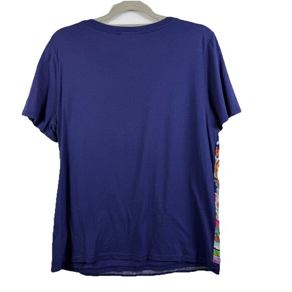 Anthropologie Maeve Maddie Blue Paisley Floral Striped Top Medium Layered Boho - Picture 9 of 14